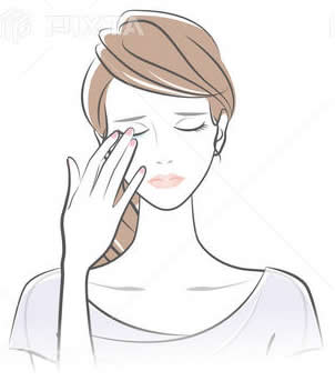 前視野緑内障で悩んでいる女性のイラスト